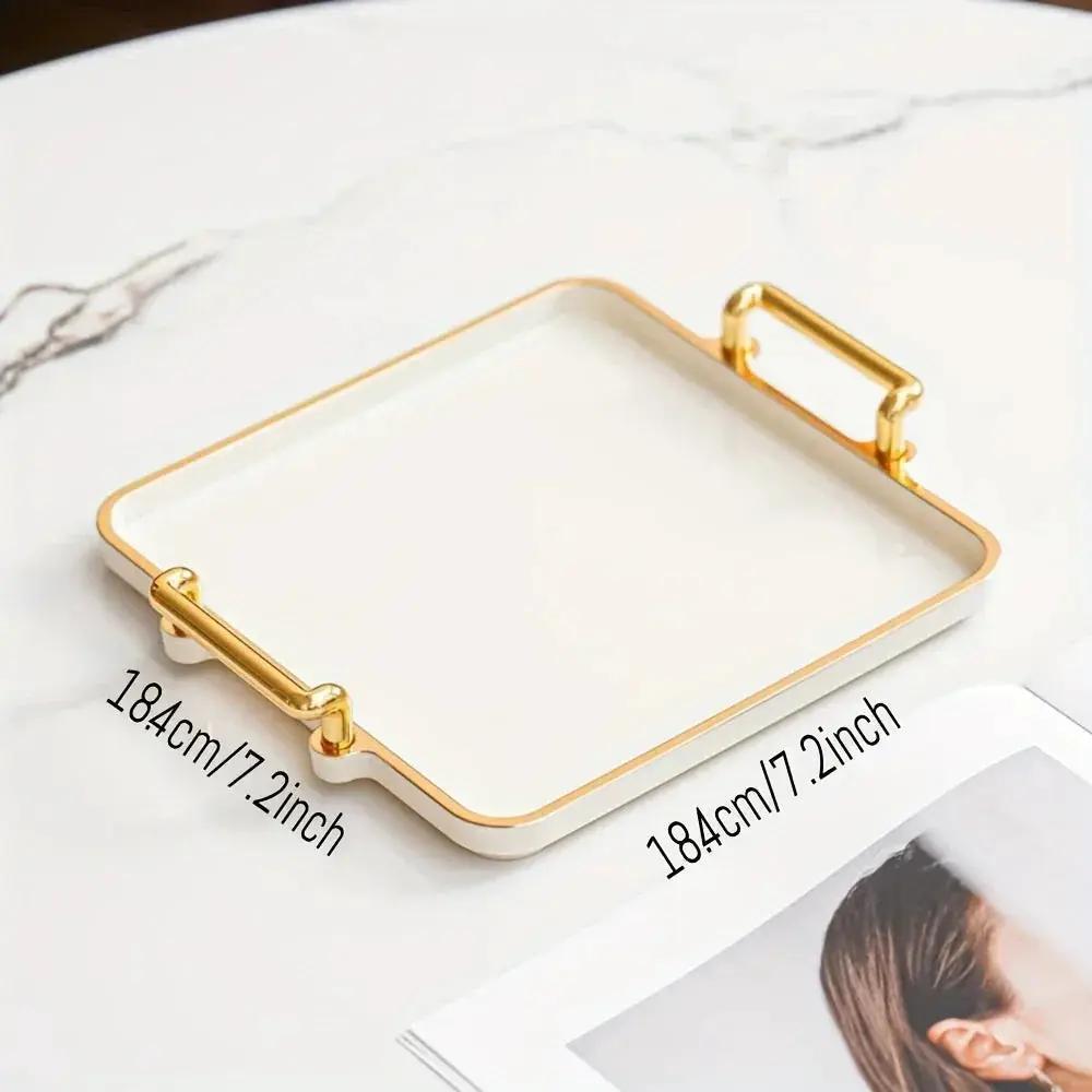 Serving Tray - Handles Ivory Golden by House Of Avana