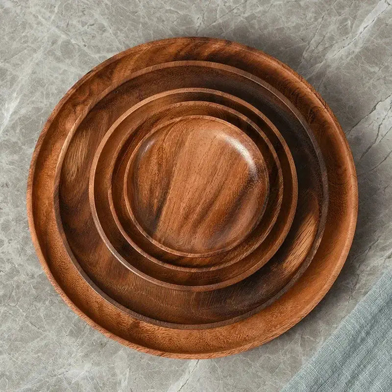 Serving Tray - Wooden Acacia Round by House Of Avana