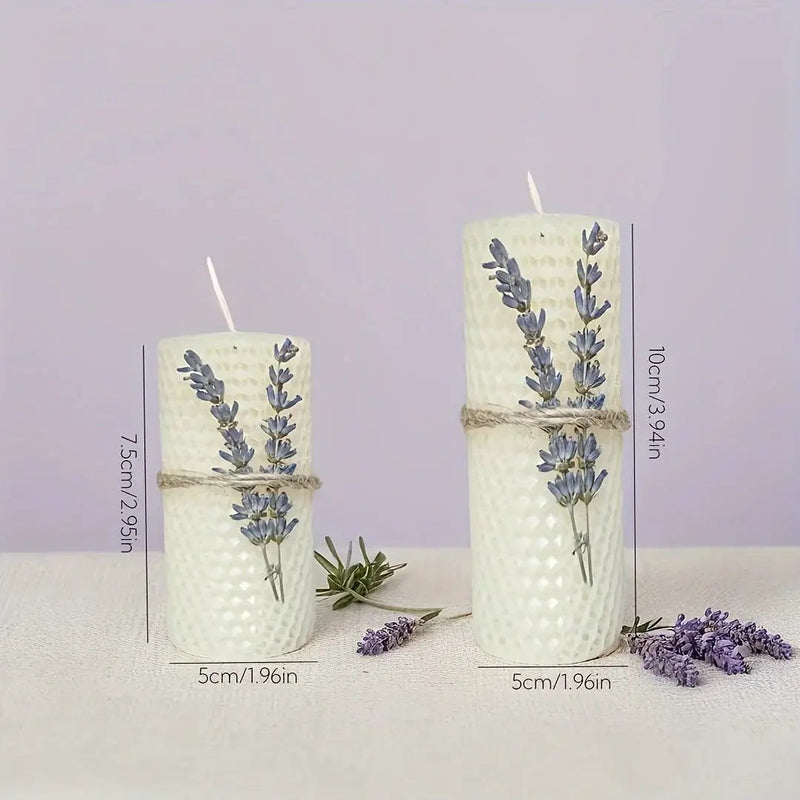 Set of 2 Lavender Beeswax Candles for Gifts by House Of Avana