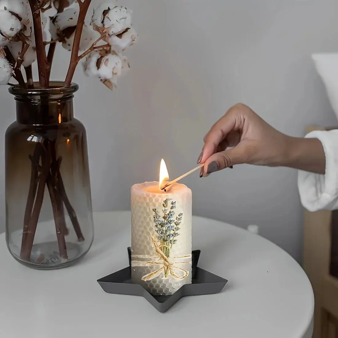 Set of 2 Lavender Beeswax Candles for Gifts by House Of Avana