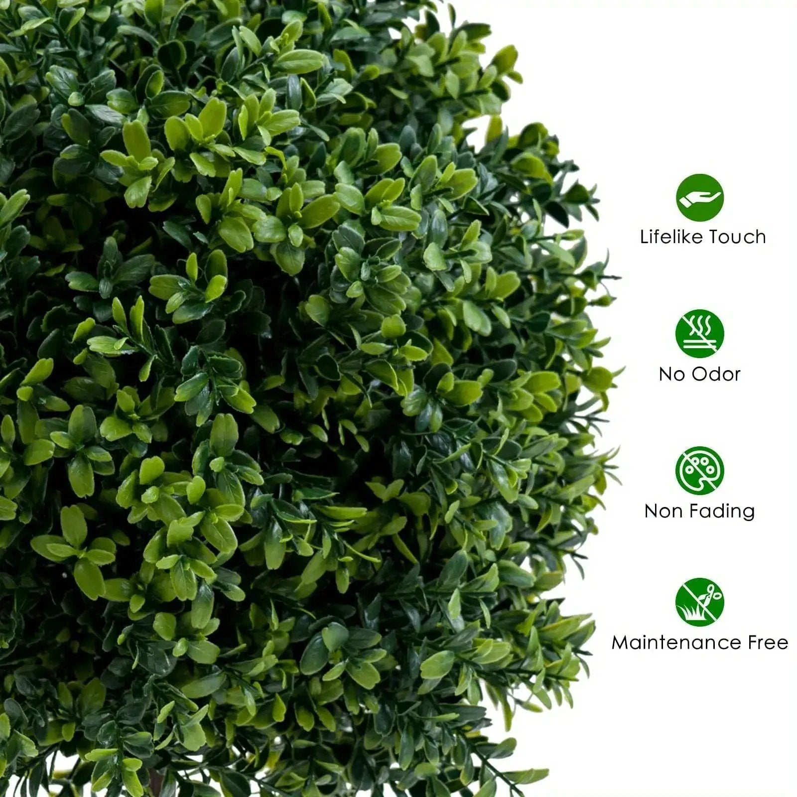 Set of 2 Realistic 50.8cm Artificial Boxwood Topiary Trees with Pots - Full Ball Shape Fake Shrubs, Faux Conical Trees for Indoor/Outdoor Use, Low-Maintenance Plastic Foliage (No Pruning) - Christmas, Garden & Decor by House Of Avana