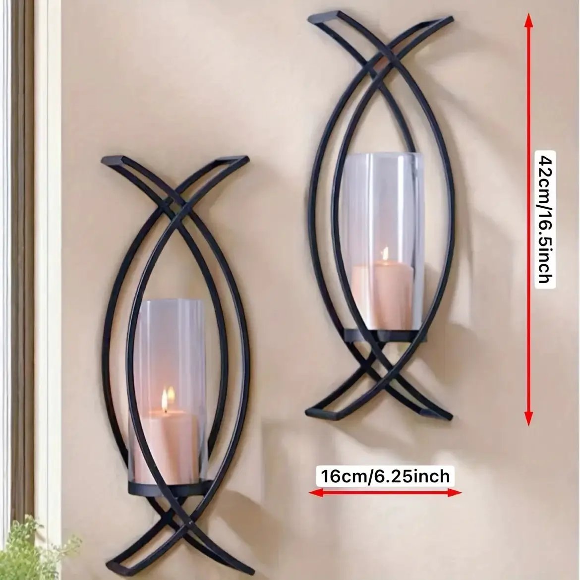 SET OF 2 WALL CANDLE HOLDER with GLASS SHADE by House Of Avana