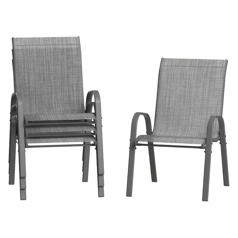 Set Of 4 Patio Dining Chairs, Stackable Outdoor All-Weather Aluminum Frame Chairs With Backrest For Indoor, Lawn, Deck, Poolside, Porch Furniture by House Of Avana