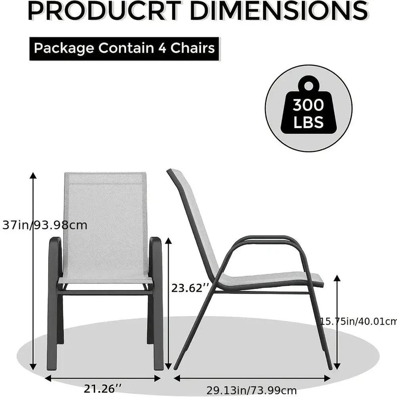 Set Of 4 Patio Dining Chairs, Stackable Outdoor All-Weather Aluminum Frame Chairs With Backrest For Indoor, Lawn, Deck, Poolside, Porch Furniture by House Of Avana