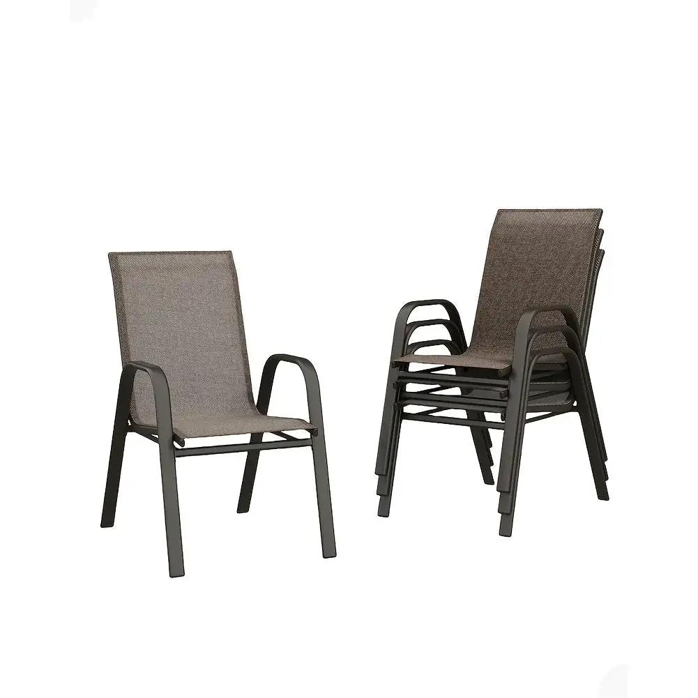 Set Of 4 Patio Dining Chairs, Stackable Outdoor All-Weather Aluminum Frame Chairs With Backrest For Indoor, Lawn, Deck, Poolside, Porch Furniture by House Of Avana