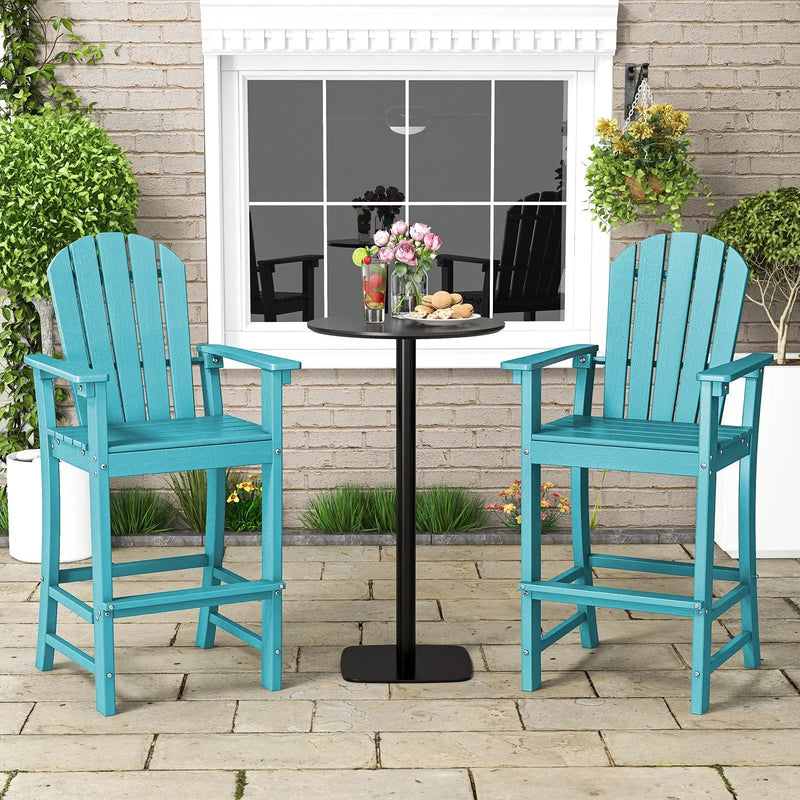 Set of 2 Counter Height Outdoor HDPE Bar Stool with Armrests and Footrest by DirectDeals