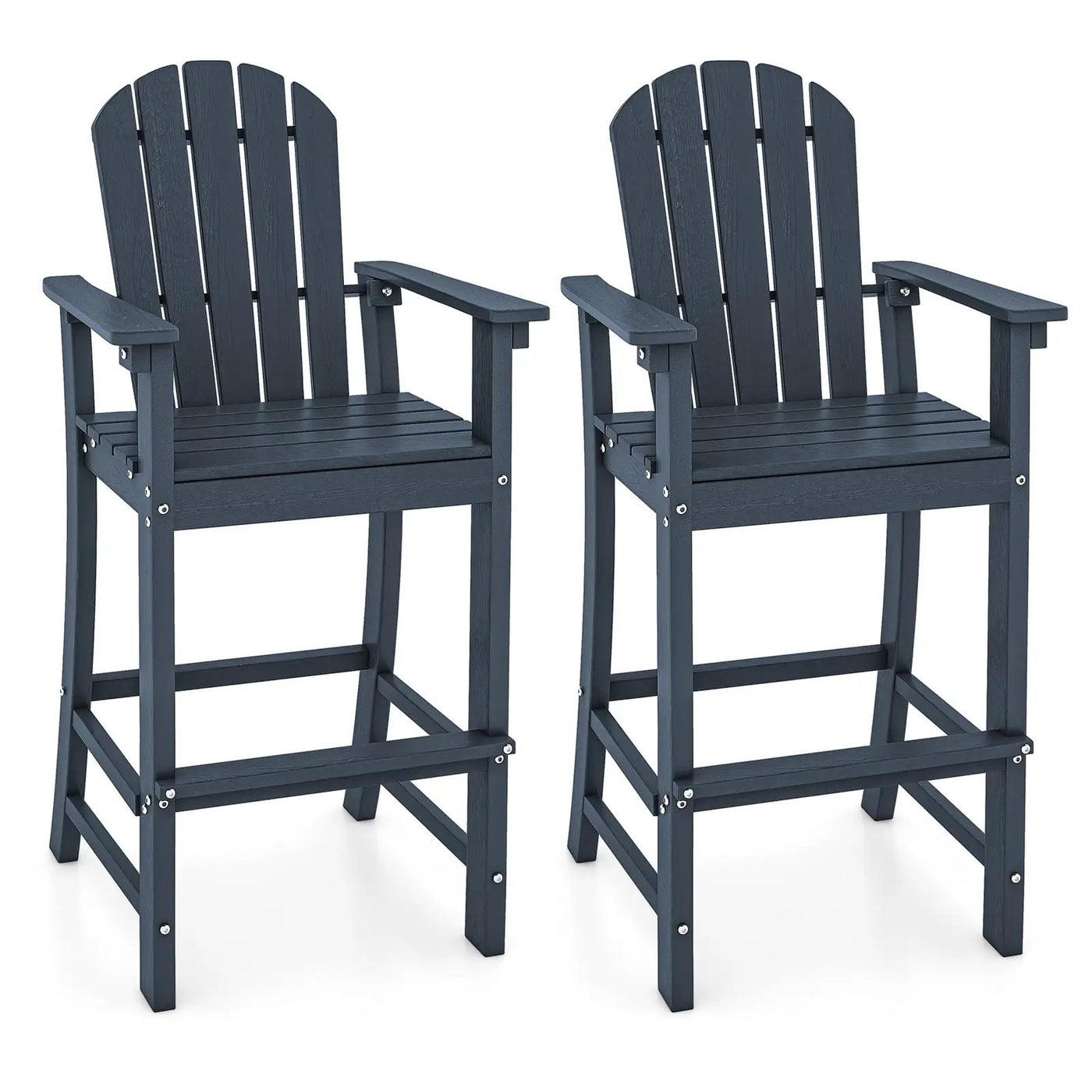 Set of 2 Counter Height Outdoor HDPE Bar Stool with Armrests and Footrest by DirectDeals