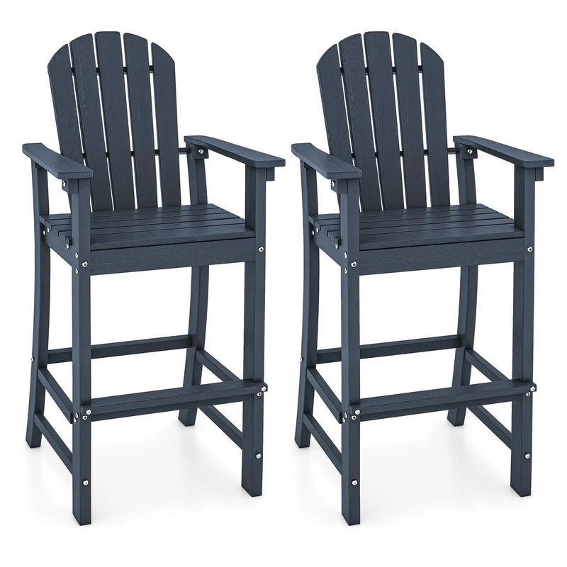 Set of 2 Counter Height Outdoor HDPE Bar Stool with Armrests and Footrest by DirectDeals