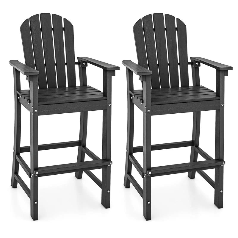 Set of 2 Counter Height Outdoor HDPE Bar Stool with Armrests and Footrest by DirectDeals