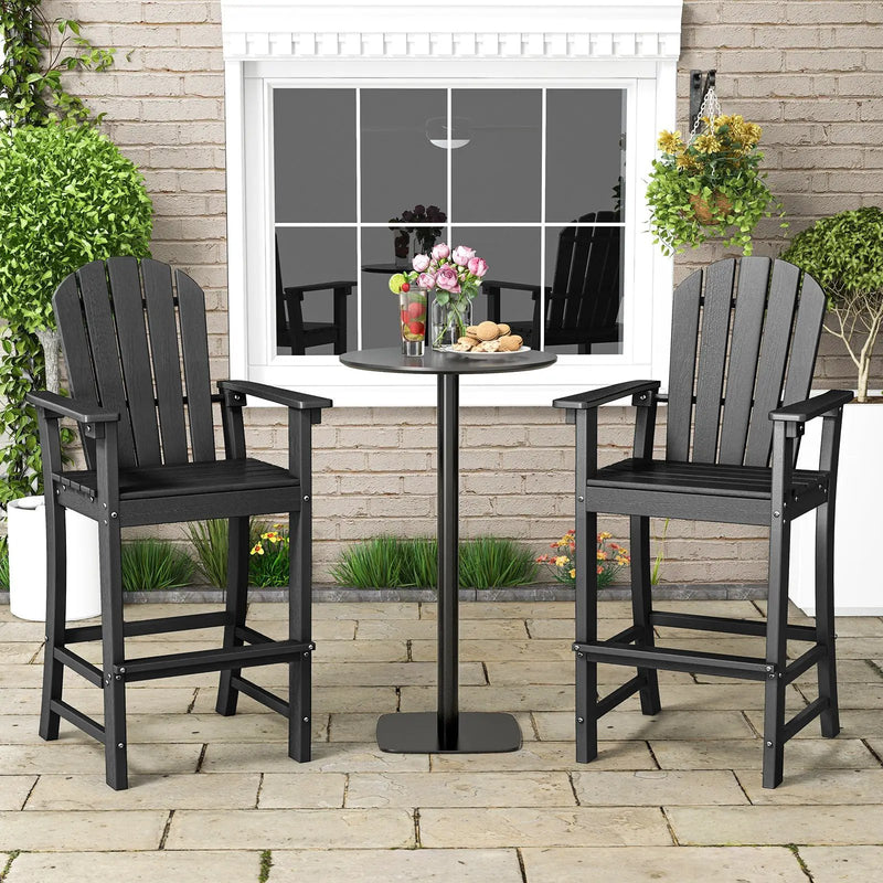 Set of 2 Counter Height Outdoor HDPE Bar Stool with Armrests and Footrest by DirectDeals