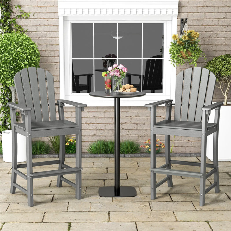 Set of 2 Counter Height Outdoor HDPE Bar Stool with Armrests and Footrest by DirectDeals