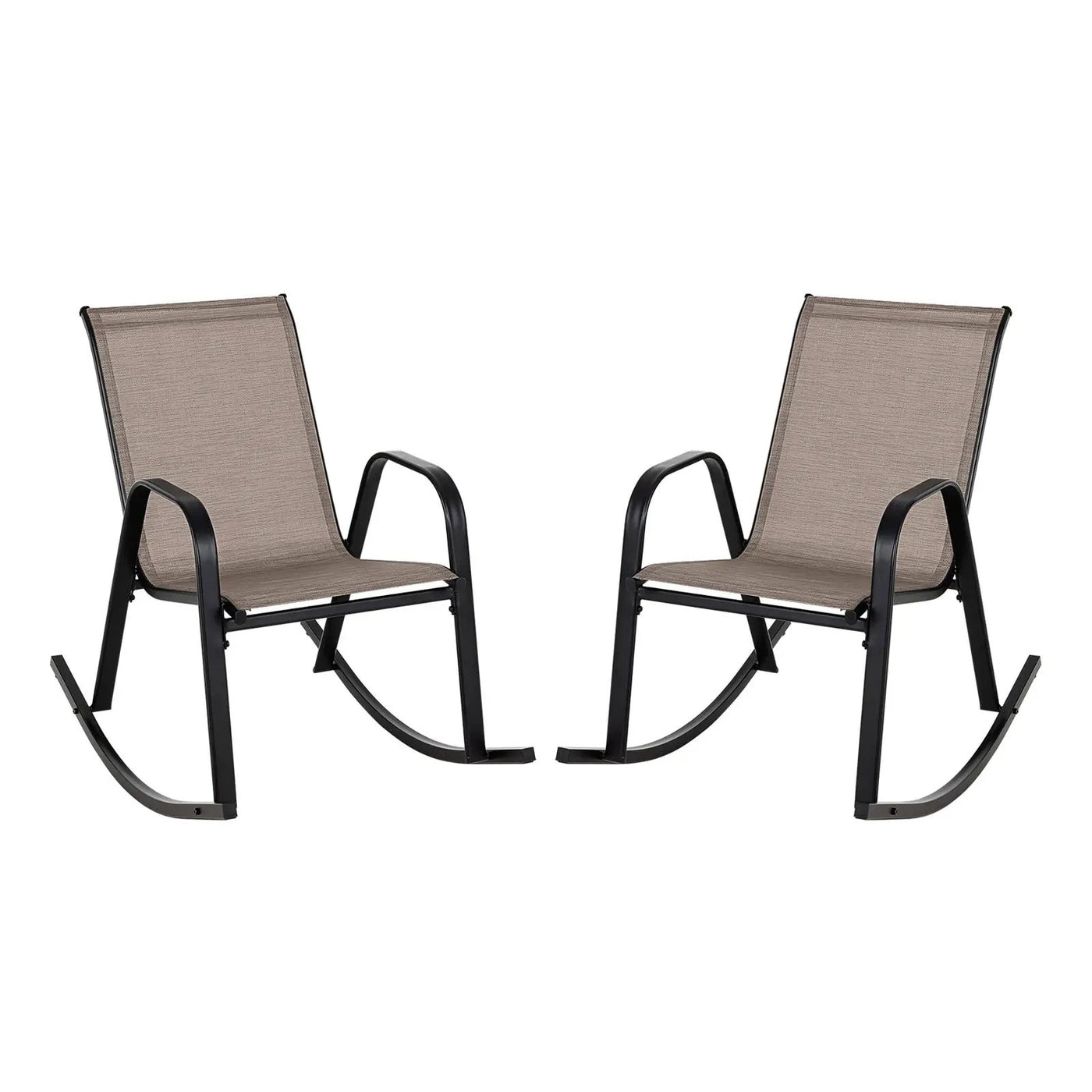 Set of 2 Metal Patio Rocking Chair with Breathable Seat Fabric by DirectDeals