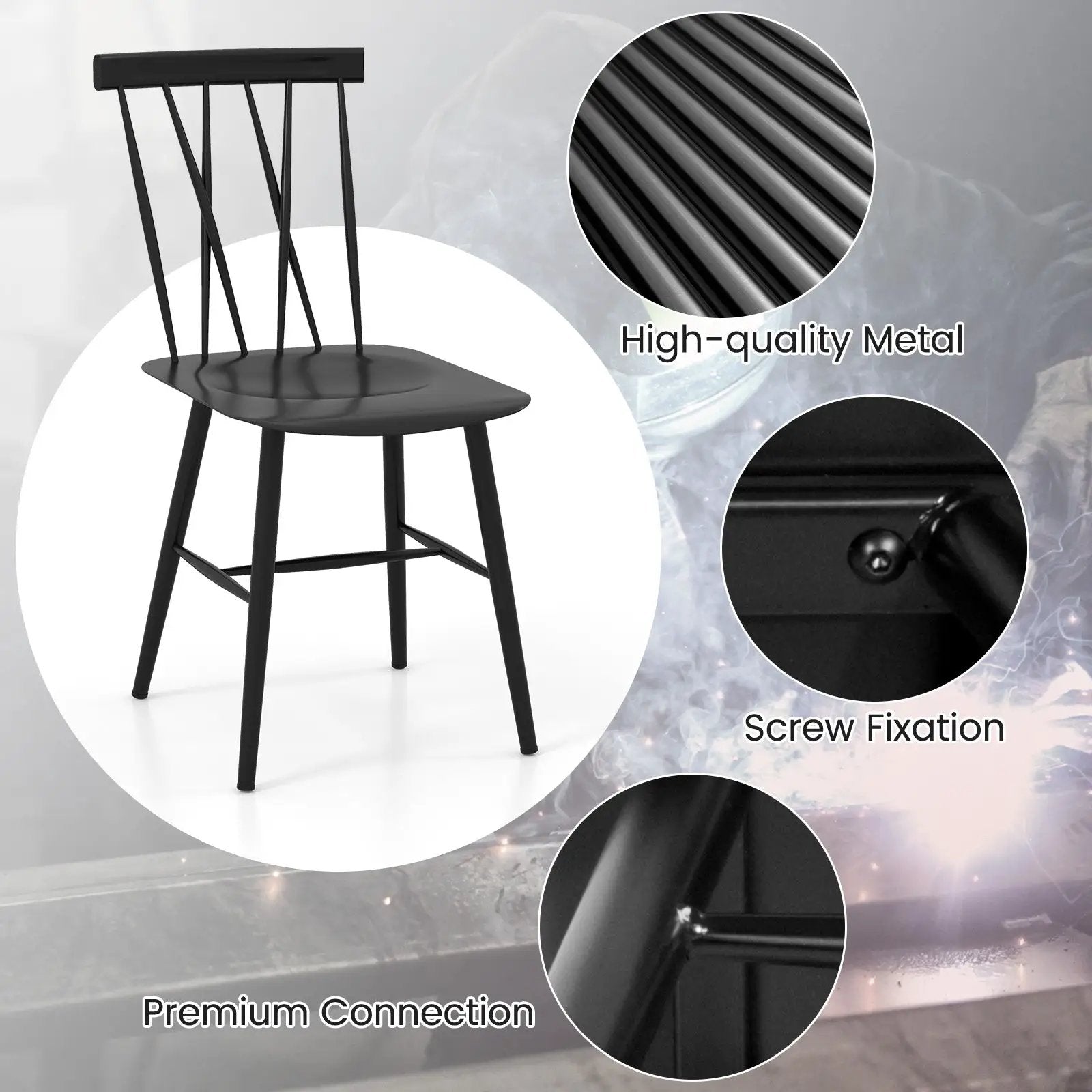 Set of 2 Modern Dining Chairs with Backrest by DirectDeals