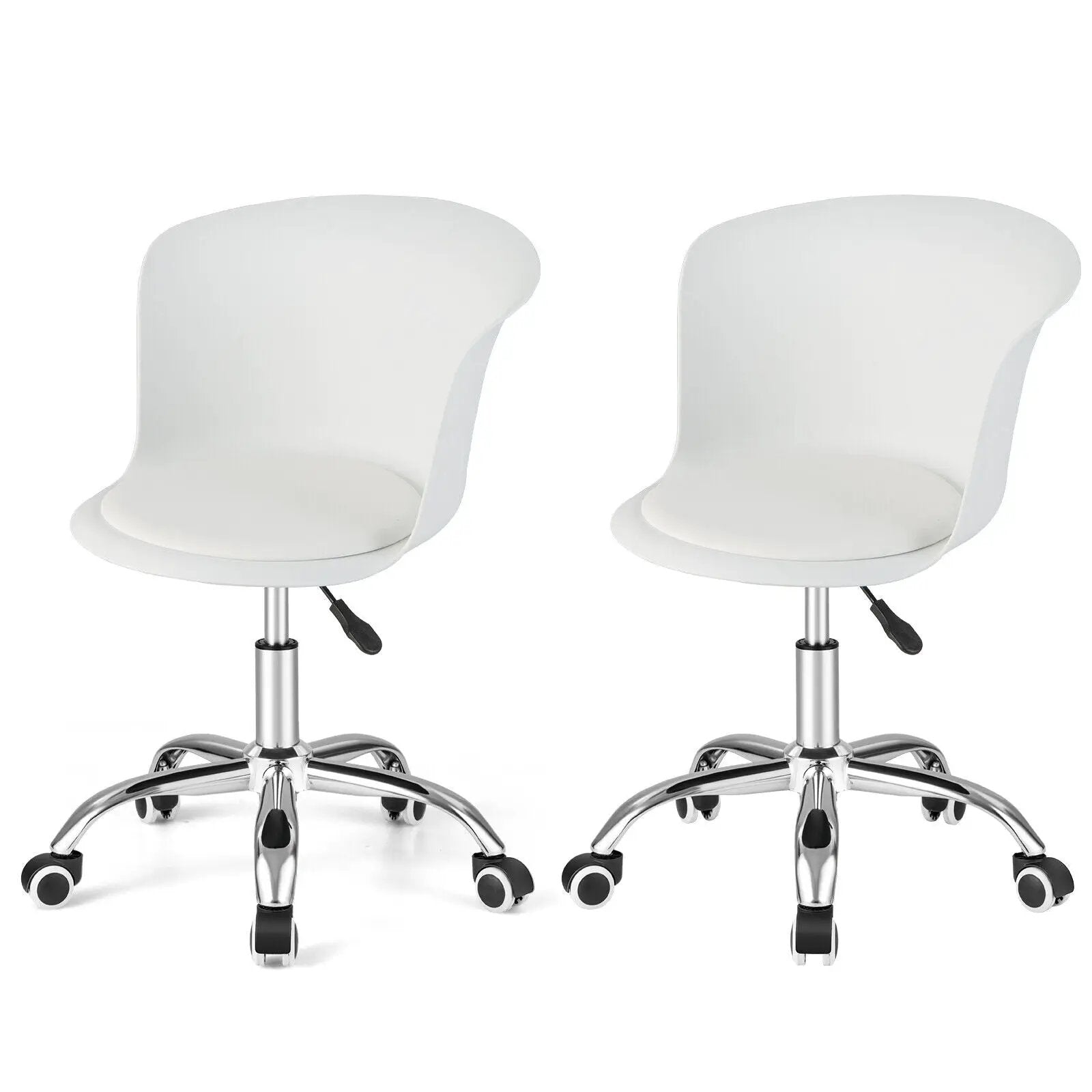 Set of 2 Office Desk Chair with Ergonomic Backrest and Soft Padded PU Leather Seat by DirectDeals