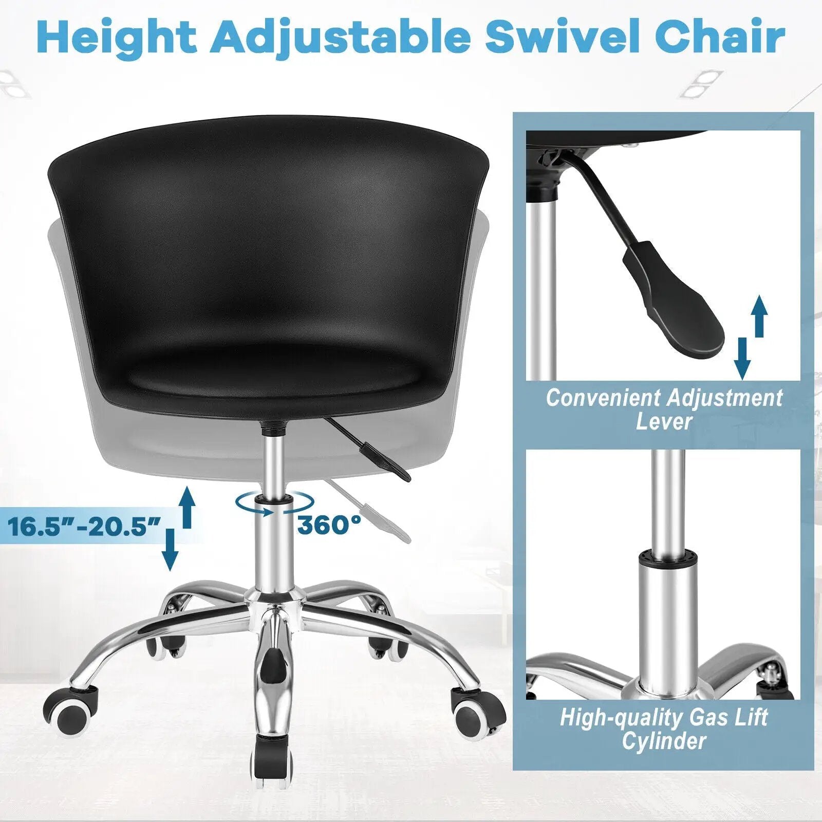 Set of 2 Office Desk Chair with Ergonomic Backrest and Soft Padded PU Leather Seat by DirectDeals