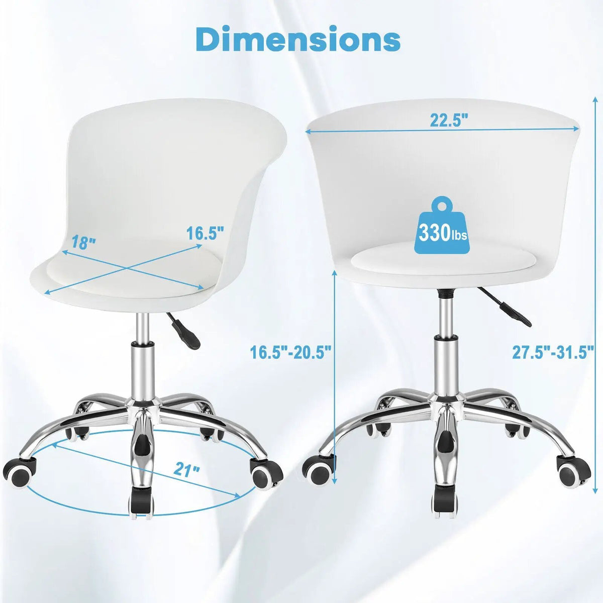 Set of 2 Office Desk Chair with Ergonomic Backrest and Soft Padded PU Leather Seat by DirectDeals