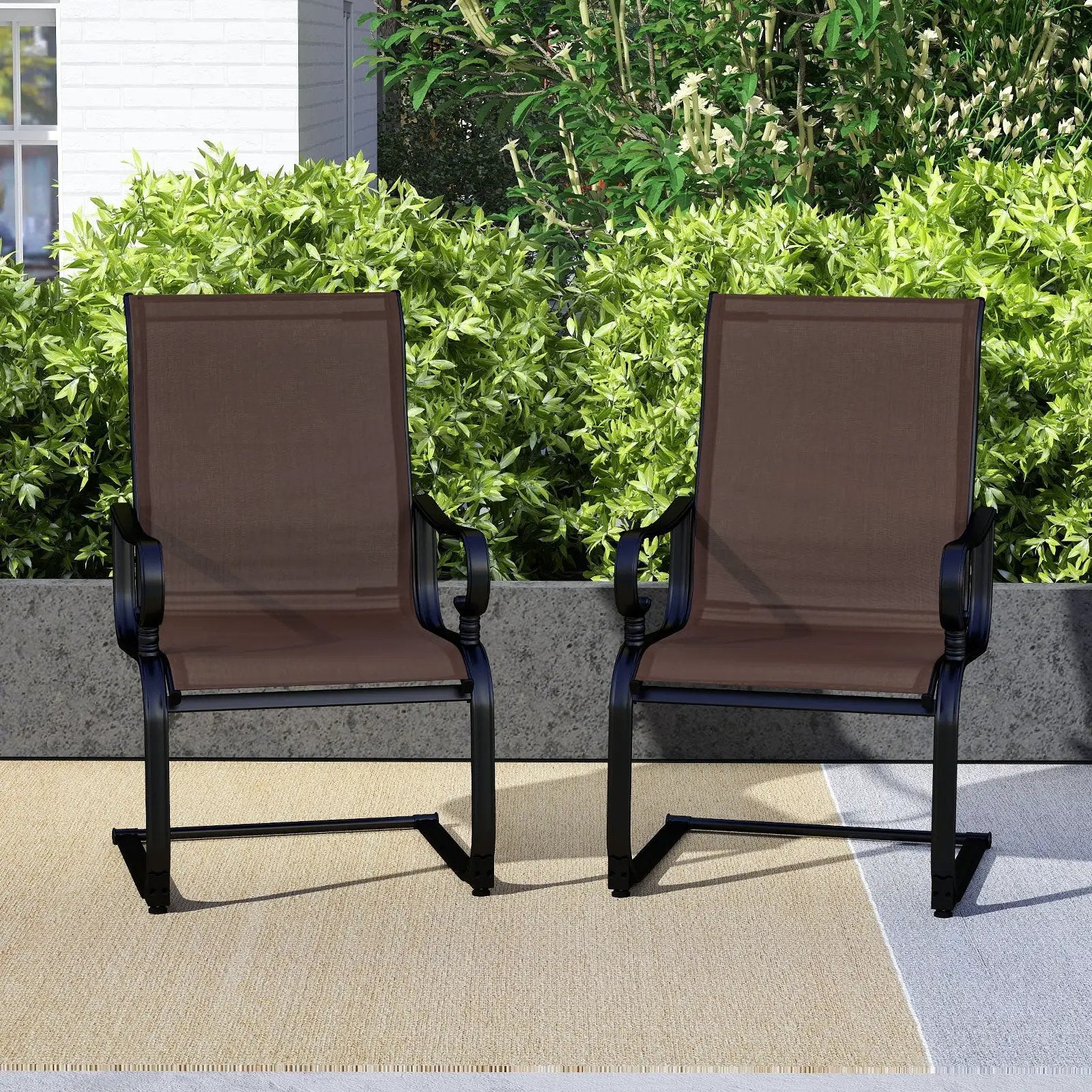 Set of 2 Patio Chairs with Quick-drying and Breathable Fabric for Backyard by DirectDeals