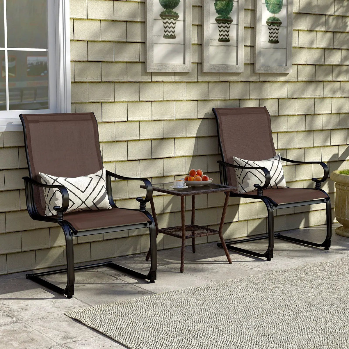 Set of 2 Patio Chairs with Quick-drying and Breathable Fabric for Backyard by DirectDeals