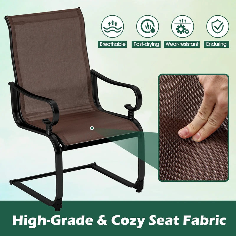 Set of 2 Patio Chairs with Quick-drying and Breathable Fabric for Backyard by DirectDeals
