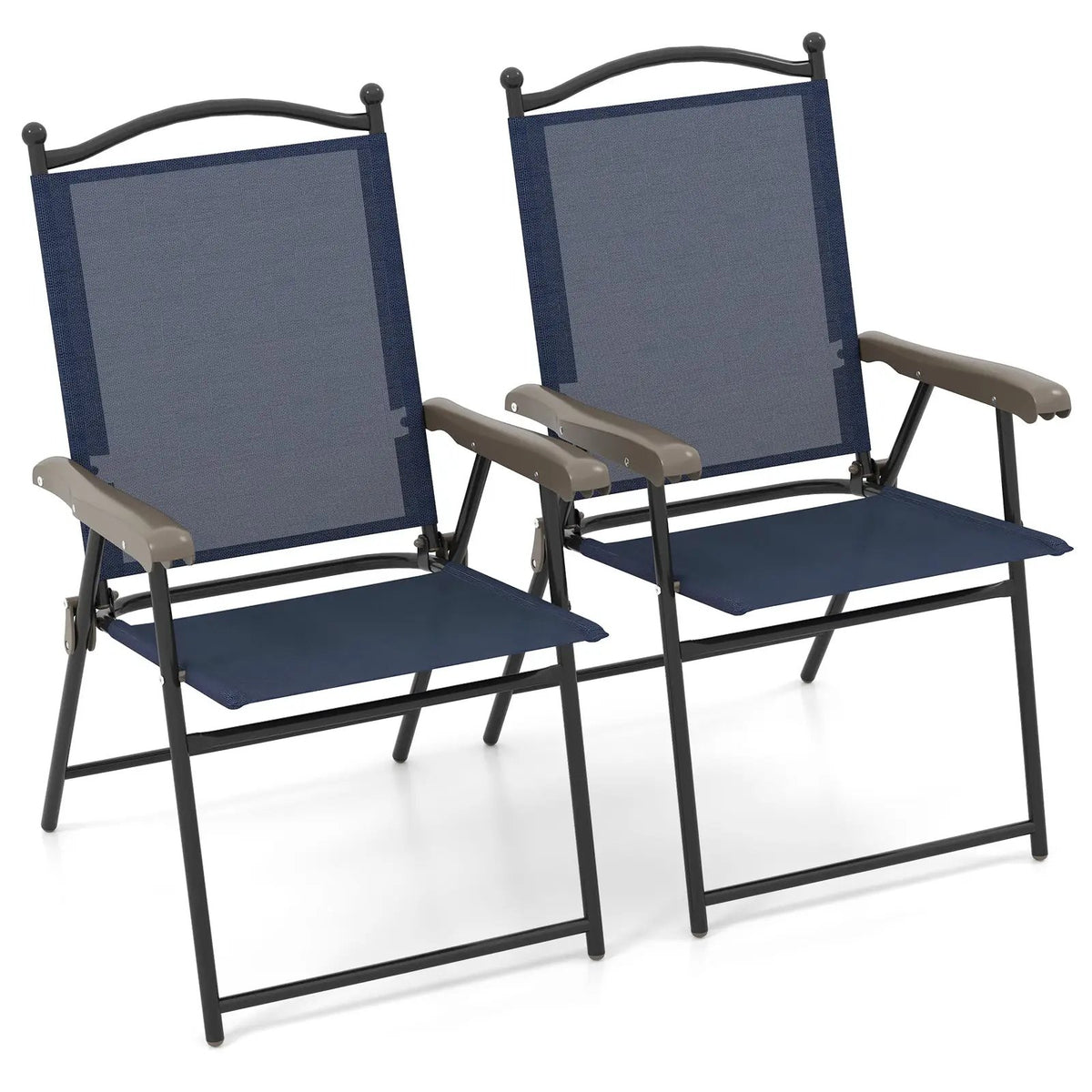 Set of 2 Patio Folding Sling Back Camping Deck Chairs by DirectDeals