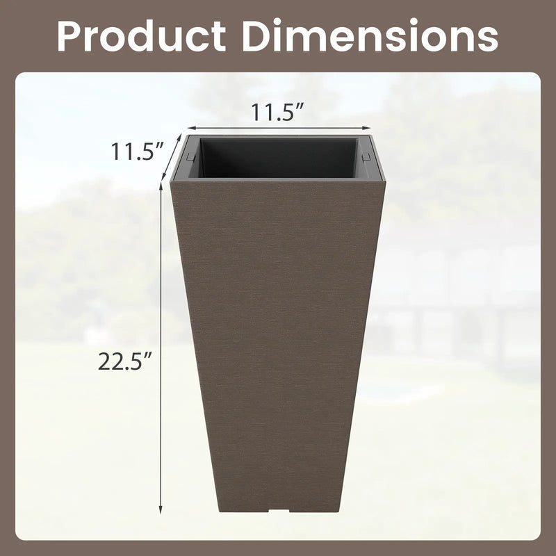Set of 2 Square Taper Planter with Removable Inner Bucket and Optional Drainage Hole by DirectDeals