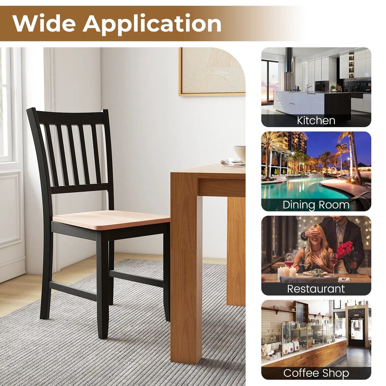 Set of 4 Dining Chair Spindle Back Wooden Legs by DirectDeals