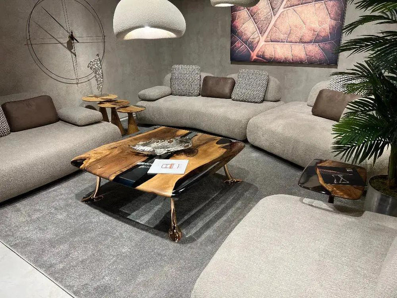 Luxury Epoxy Resin River Walnut Coffee Table | Osso Collection by Gizz