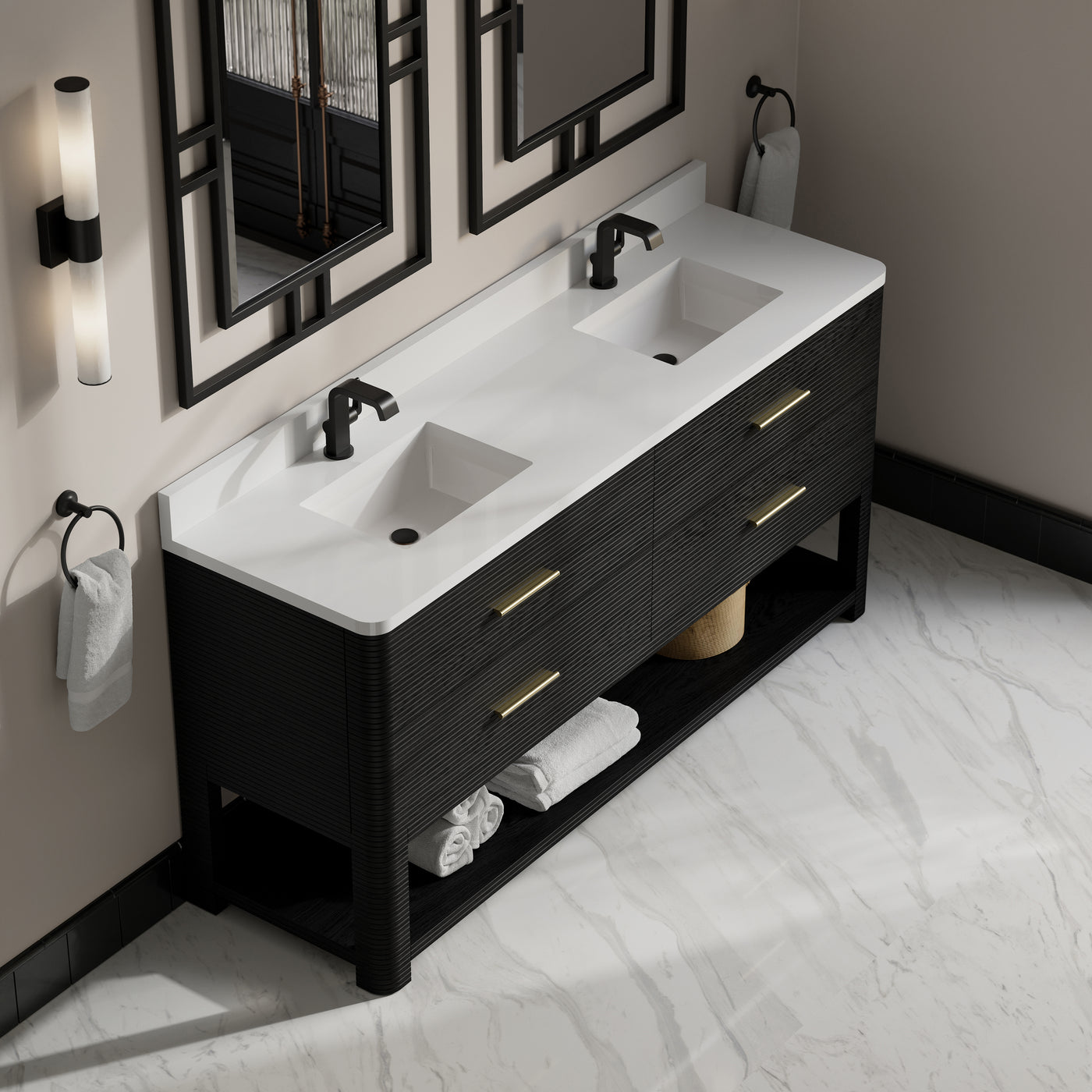 James Martin Lucian 72" Double Bathroom Vanity, Carbon Oak, view 27