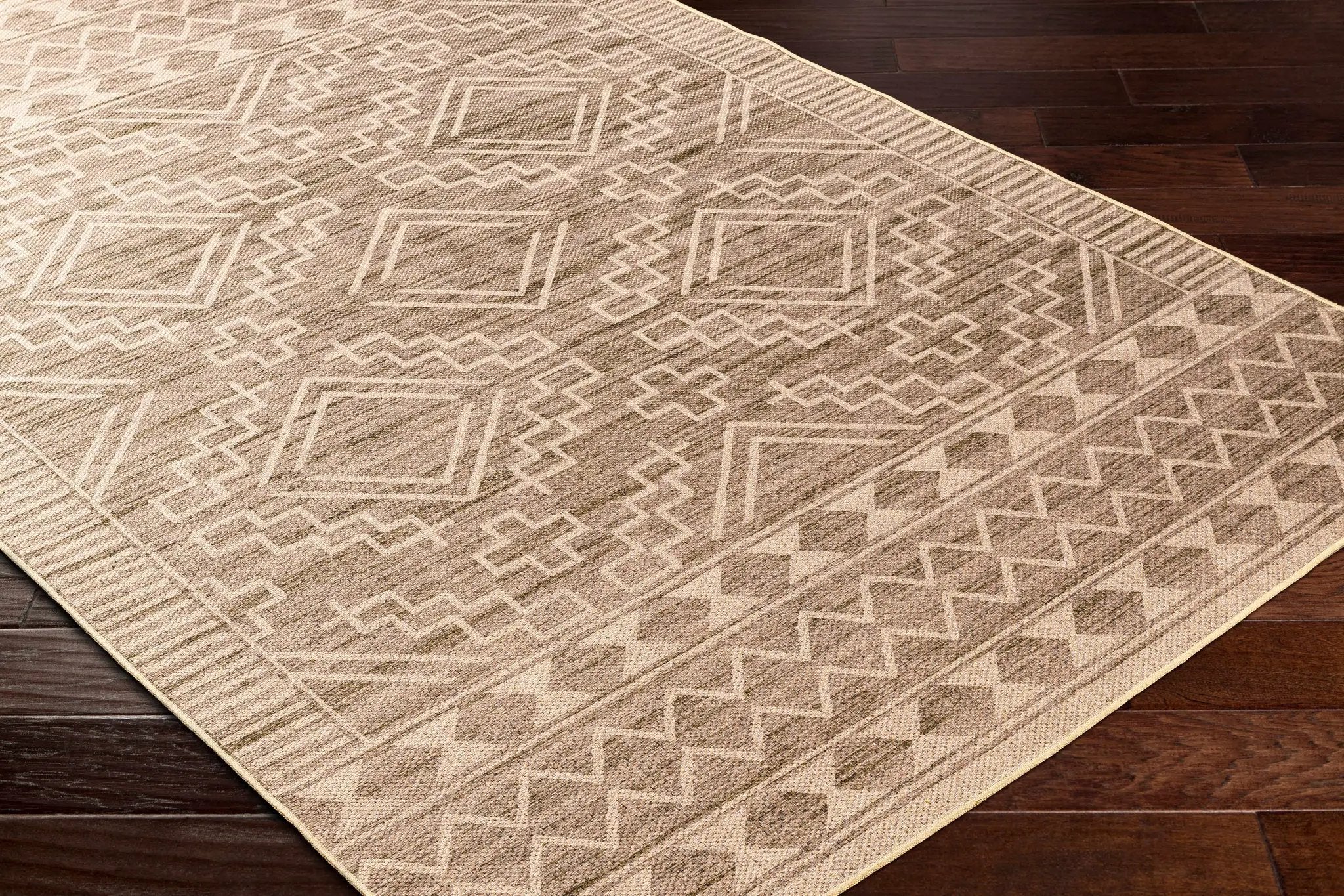 Halle Tan Washable Area Rug - Clearance by Boutique Rugs