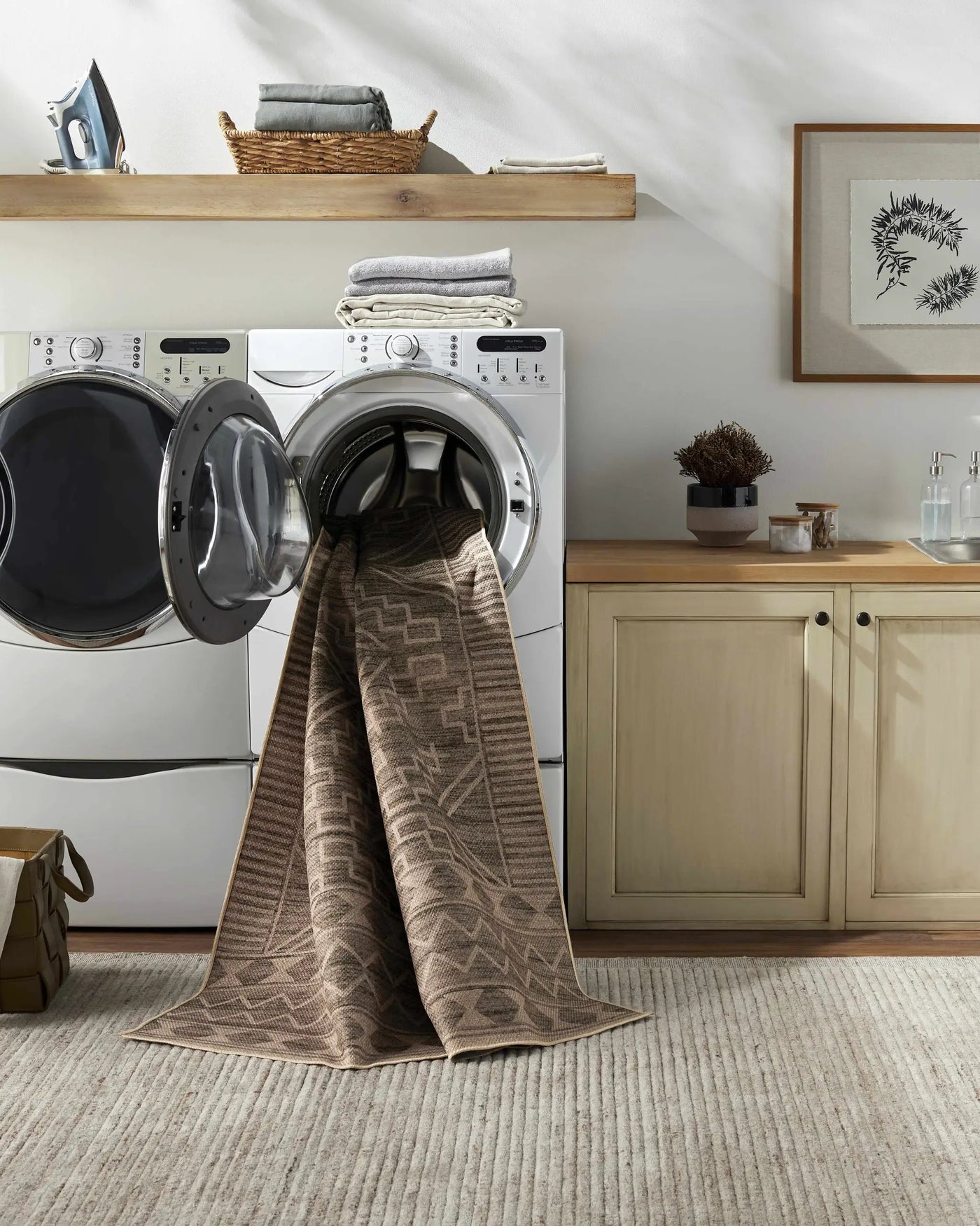 Halle Tan Washable Area Rug - Clearance by Boutique Rugs