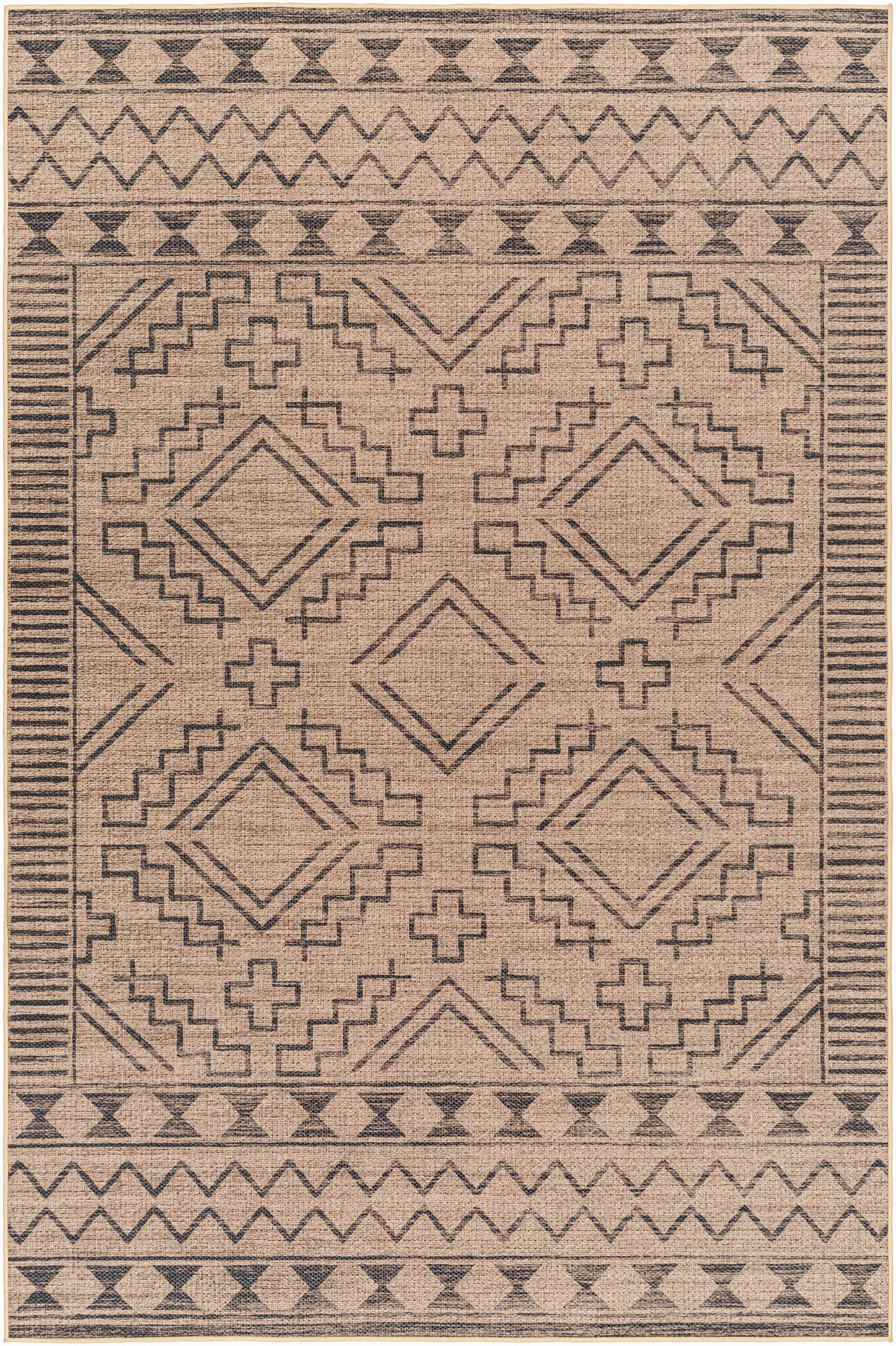 Halle Tan & Black Washable Area Rug - Clearance by Boutique Rugs