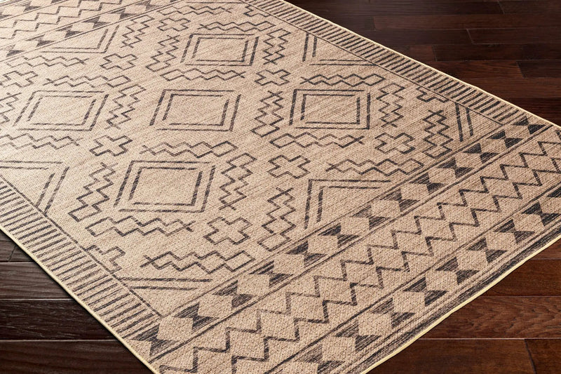 Halle Tan & Black Washable Area Rug - Clearance by Boutique Rugs