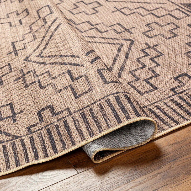 Halle Tan & Black Washable Area Rug - Clearance by Boutique Rugs