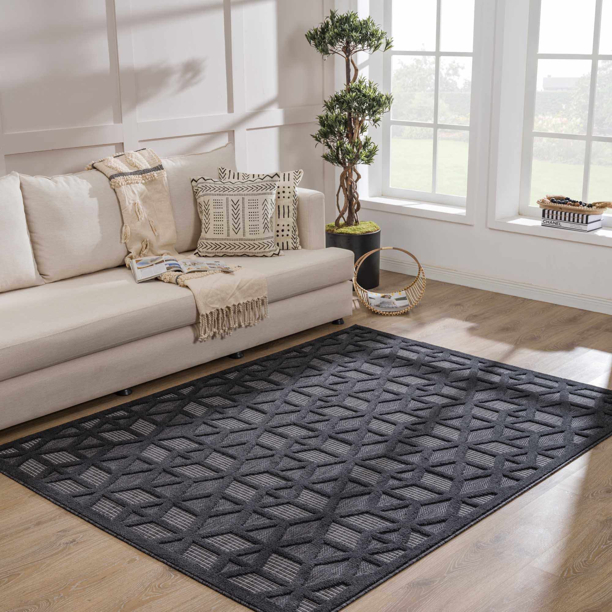 Nuri Black Outdoor Rug - Clearance by Boutique Rugs