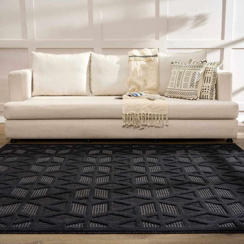 Nuri Black Outdoor Rug - Clearance by Boutique Rugs