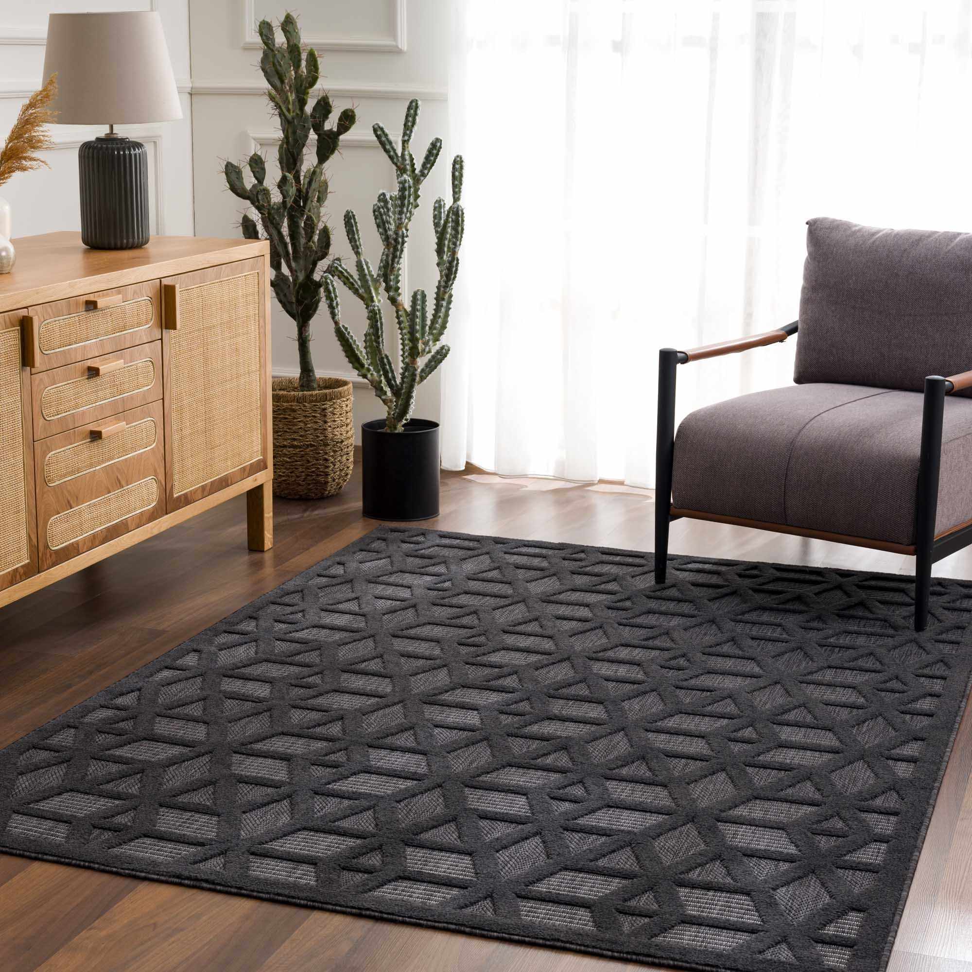 Nuri Black Outdoor Rug - Clearance by Boutique Rugs