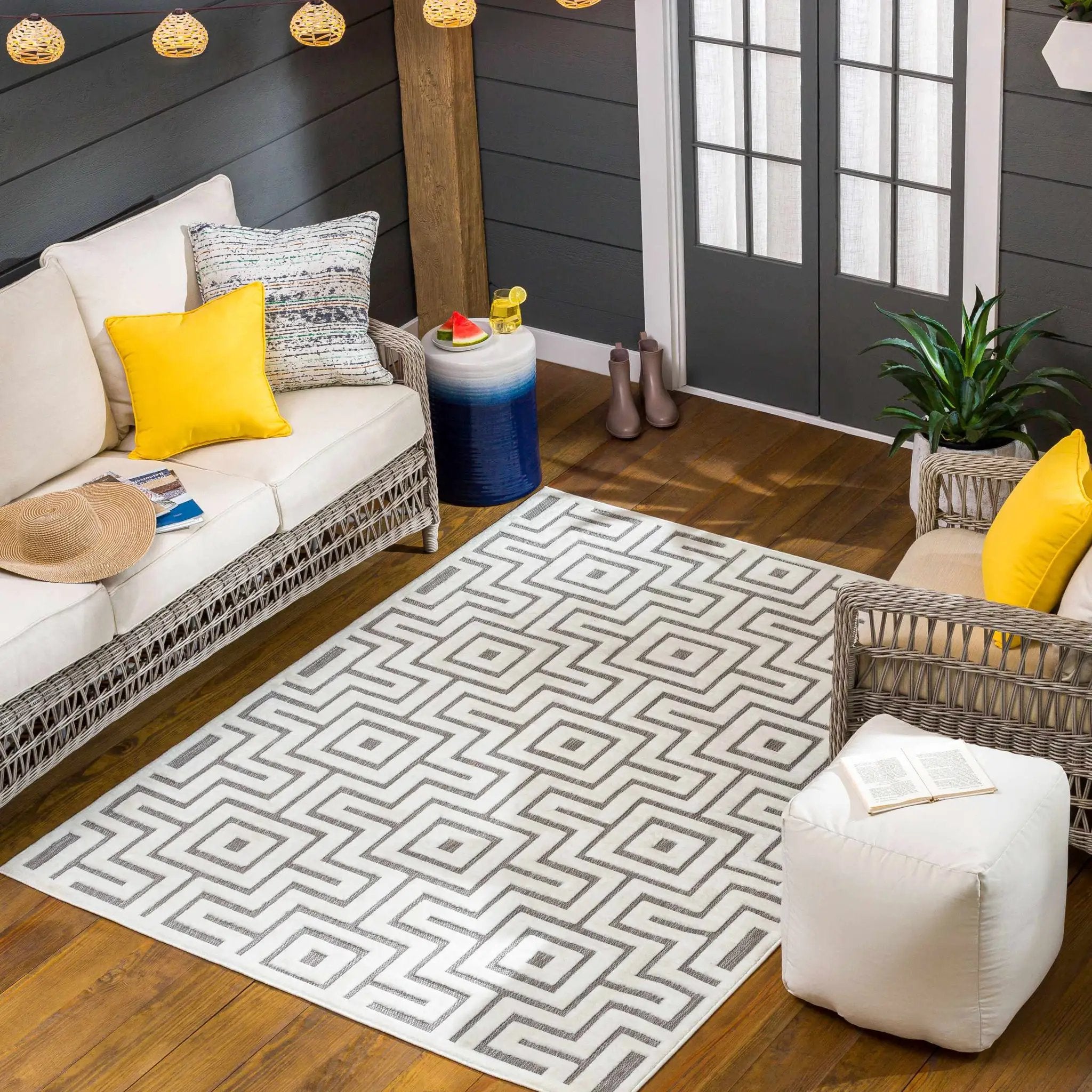 Zevi Beige Outdoor Rug - Clearance by Boutique Rugs