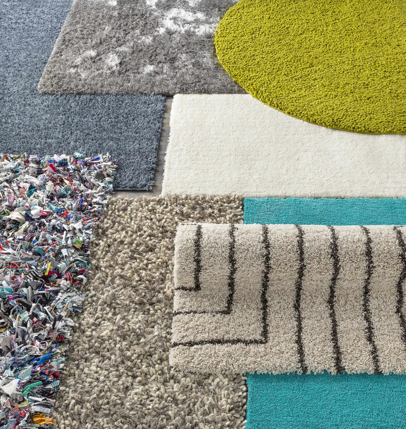 Frederika Solid Olive Green Wool Shag Rug - Clearance by Boutique Rugs
