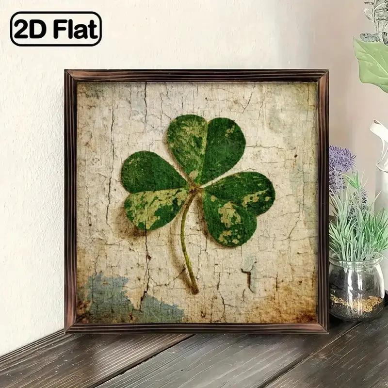 Shamrock Sign - Rustic Wooden Green 8x8 Inch by House Of Avana