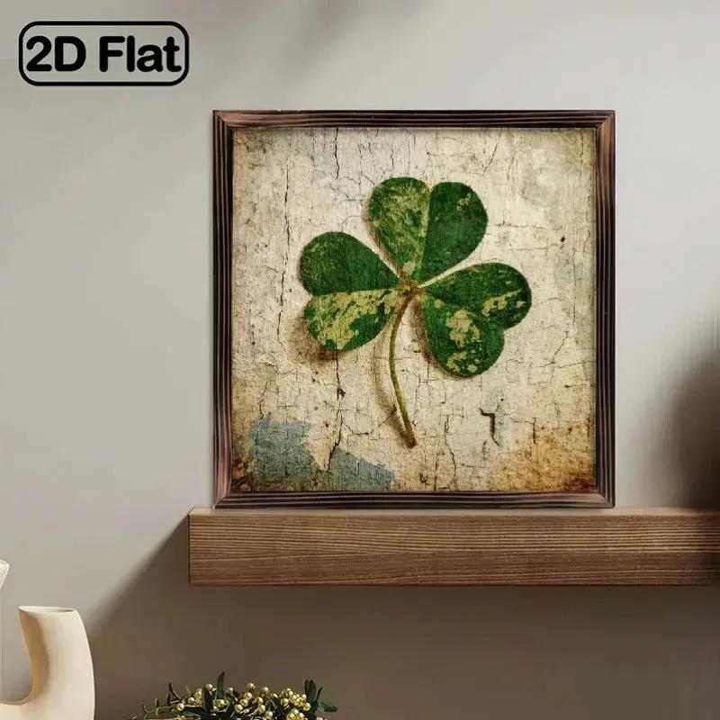Shamrock Sign - Rustic Wooden Green 8x8 Inch by House Of Avana