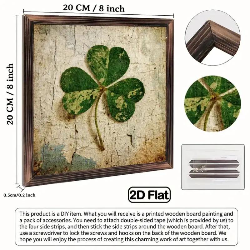 Shamrock Sign - Rustic Wooden Green 8x8 Inch by House Of Avana