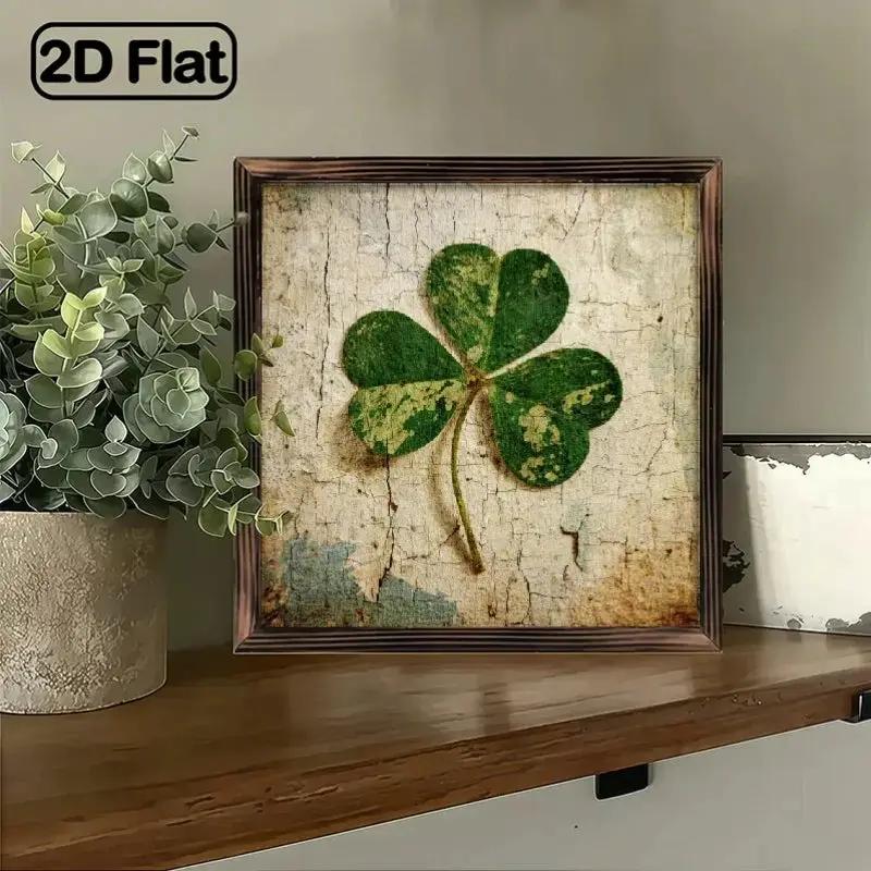 Shamrock Sign - Rustic Wooden Green 8x8 Inch by House Of Avana