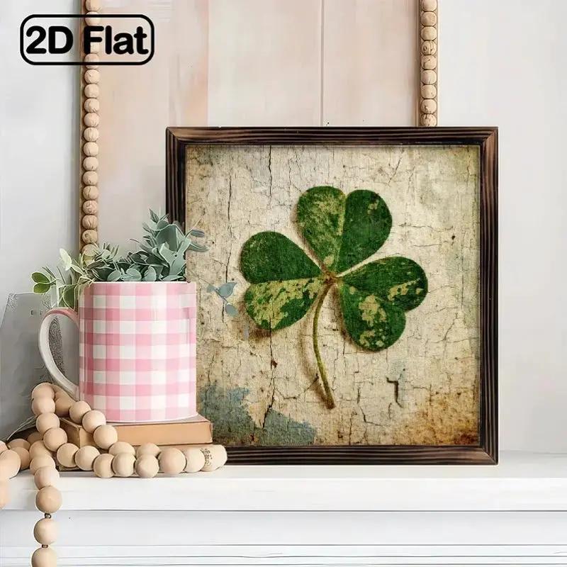 Shamrock Sign - Rustic Wooden Green 8x8 Inch by House Of Avana