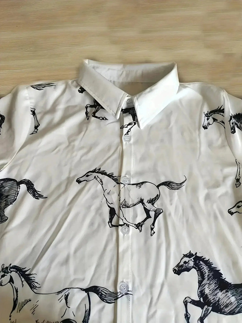 Shirt - Cat Print Cotton Long-Sleeve by House Of Avana