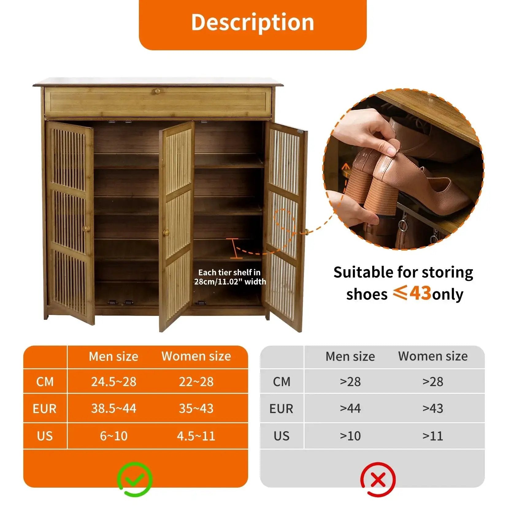 Shoe Cabinet - 4 Tier Wood by House Of Avana