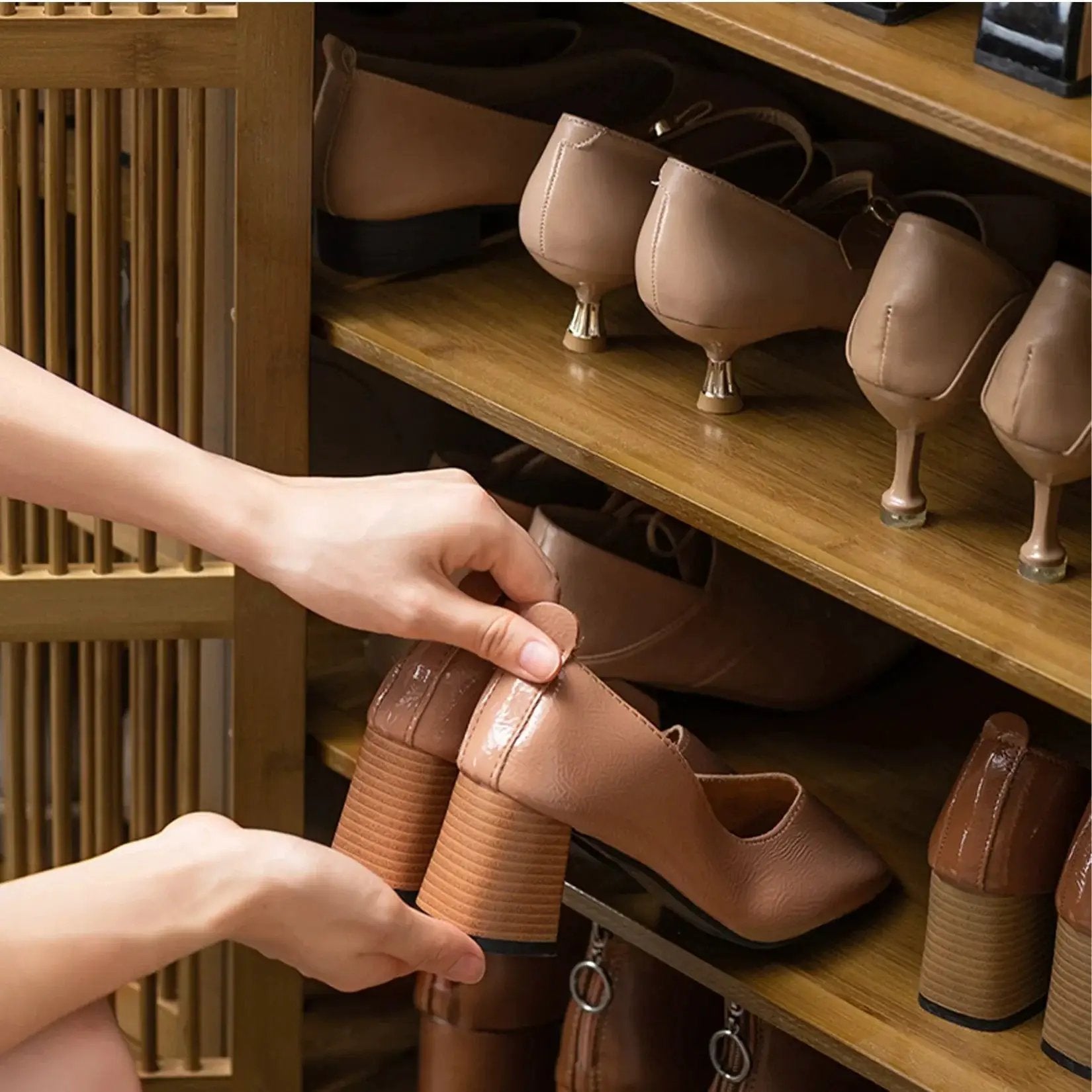 Shoe Cabinet - 4 Tier Wood by House Of Avana