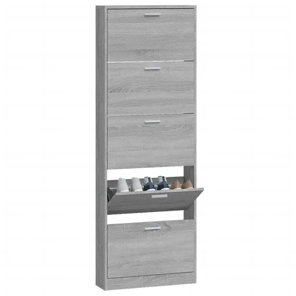 Shoe Cabinet - Vertical Wood Grey 3 Shelf by House Of Avana