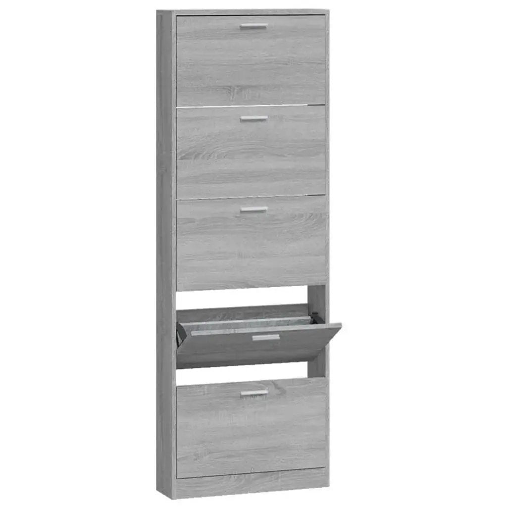 Shoe Cabinet - Vertical Wood Grey 3 Shelf by House Of Avana