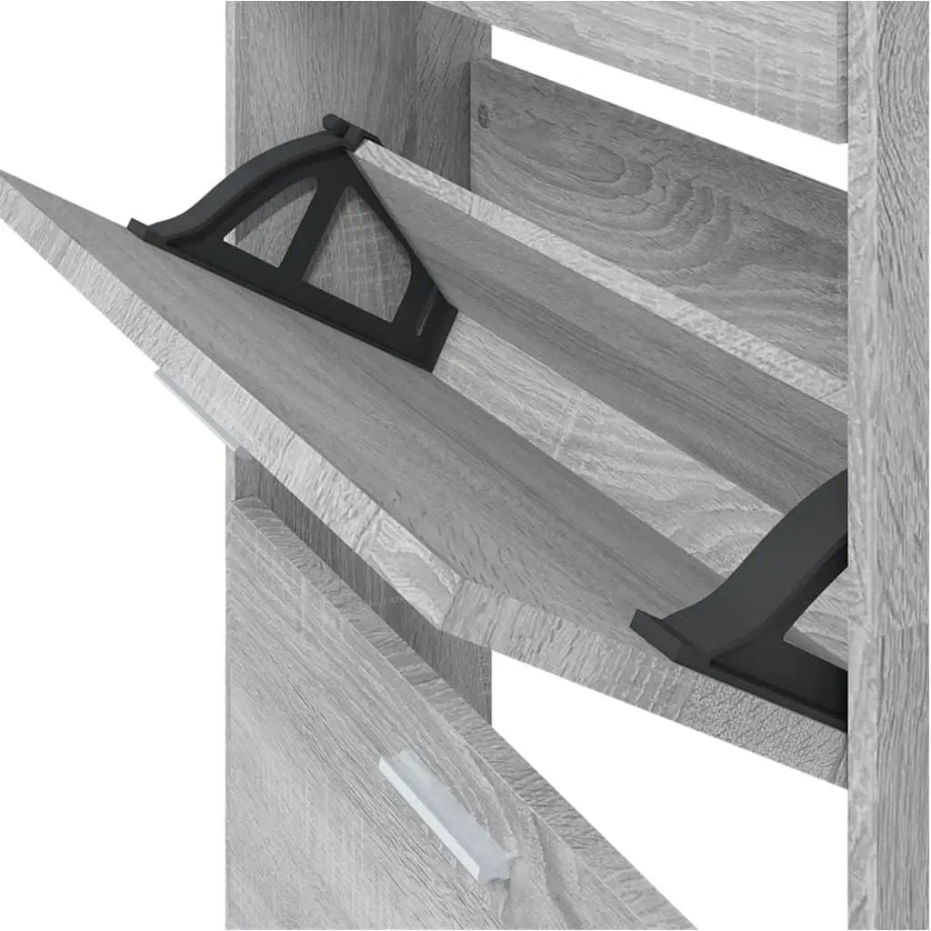 Shoe Cabinet - Vertical Wood Grey 3 Shelf by House Of Avana