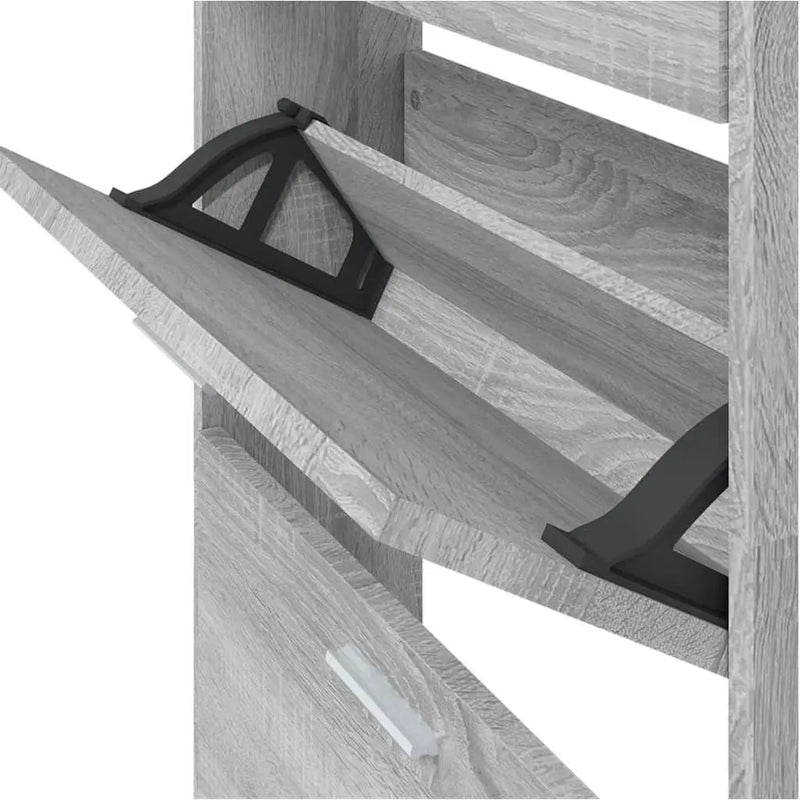 Shoe Cabinet - Vertical Wood Grey 3 Shelf by House Of Avana